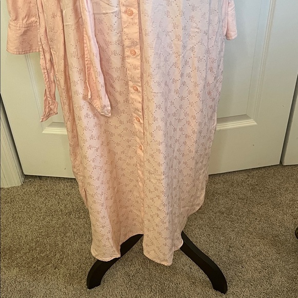 Lauren Ralph Lauren Light Pink Logo Button Down Belted Shirt Dress Maxi Size 8 - Picture 5 of 11